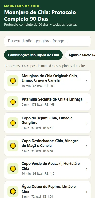 Tela das receitas